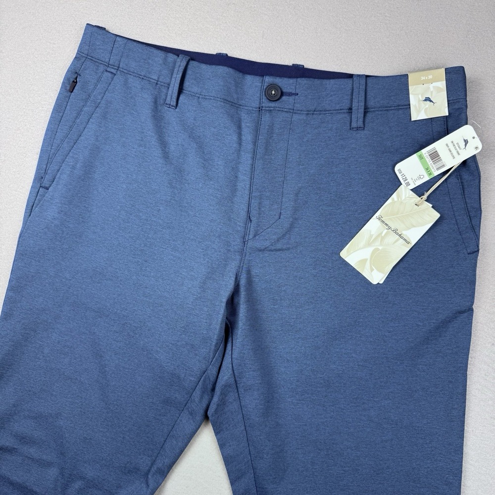 NWT Tommy Bahama On Par Flat Front Pant 34x30 Blue Islandzone Chino Performance
